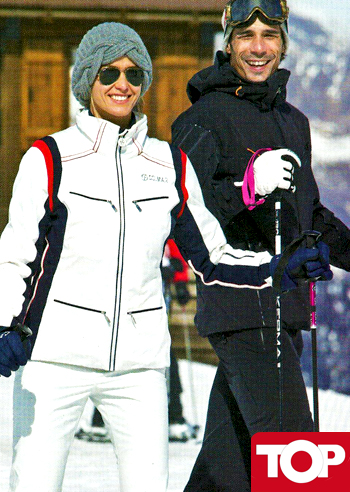 Elena Santarelli, sulla neve con Corradi e Jack