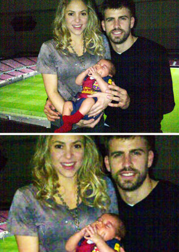 Shakira al Camp Nou con Milan e Piquè