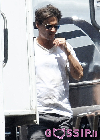 Johnny Depp sul set di “Transcendence”