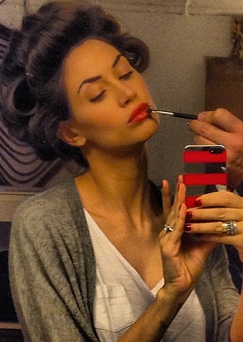 Melissa Satta, shooting con pancino