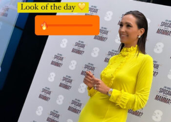 Caterina Balivo sceglie il giallo per presentare alla stampa ''Chi vuole sposare mia mamma?'': guarda