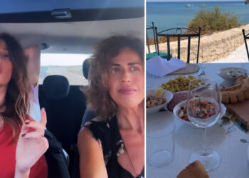 Alessia Marcuzzi in bikini alle Eolie