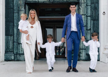 Alice Campello e Alvaro Morata hanno battezzato i tre figli insieme: foto