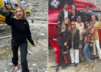 Chiara Ferragni vola in elicottero sul ghiacciaio per aperitivo: è polemica