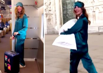 Alessia Marcuzzi va a Milano in pigiama e gira in ciabatte nel centro città: ecco perché