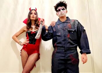 Elisabetta Gregoraci con Nathan a Nyc per Halloween