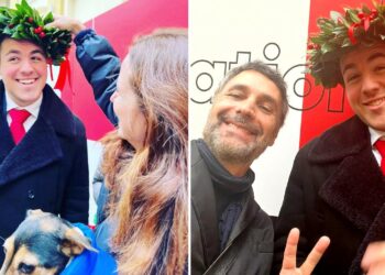 Raoul Bova e l'ex moglie alla laurea del figlio