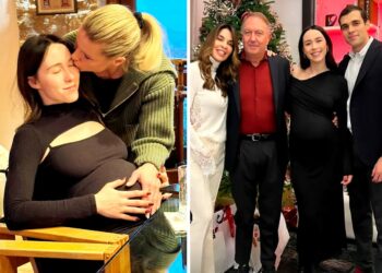 Aurora Ramazzotti con il pancione ormai enorme festeggia il Natale in famiglia e al dito spunta finalmente l'anello: foto