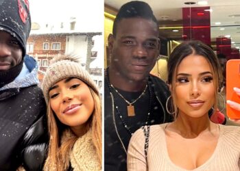 Mario Balotelli sulla neve con la sua Francesca