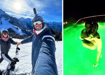 Palmas e Magnini con le figlie sulle Dolomiti