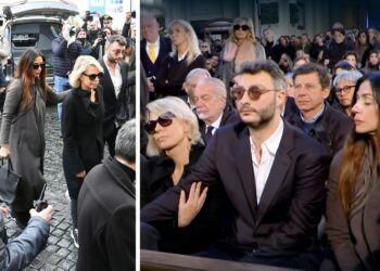 Maria De Filippi al funerale di Costanzo scortata da Raffaella Mennoia