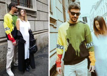 Andrea Zelletta e Natalia Paragoni alle sfilate con il pancino