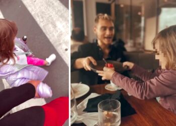 Il giovane fidanzato di Cecchi Paone, Simone Antolini, racconta sul social la vita da ''papà arcobaleno'': le immagini