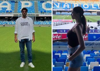 Belen Rodriguez e Stefano De Martino insieme a Napoli con la sorella di lui Adelaide