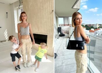 Chiara Ferragni sul cantiere della nuova casa con i figli