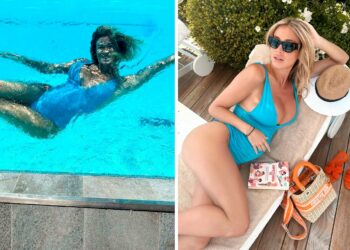 Diletta Leotta in piscina col pancione sul Lago di Garda