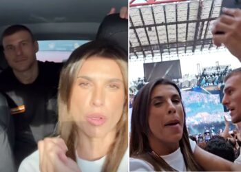 Elisabetta Canalis e il presunto fidanzato Georgian Cimpeanu insieme anche a Milano per il mega concerto di Tiziano Ferro: guarda