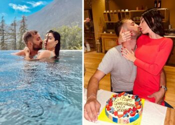 Stefano Corti festeggia il compleanno con Bianca Atzei e i due figli