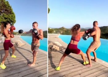 Elisabetta Canalis tra allenamenti e vacanze con Georgian Cimpenau