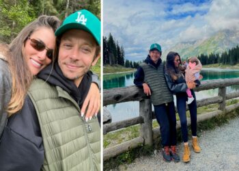 Valentino Rossi e Francesca Sofia Novello con la figlia Giulietta in montagna