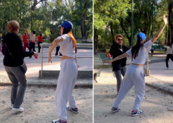 Aurora Ramazzotti balla scatenata al parco con la nonna Ineke