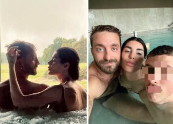 Bianca Atzei con Stefano Corti e i figli alle terme sul Garda