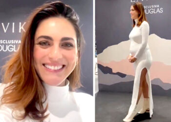 Miriam Leone incinta di quasi 7 mesi incontra i fan per la lancio della sua linea di prodotti di bellezza: guarda