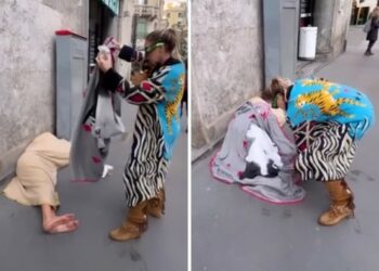 Guendalina Canessa porta coperta e cibo al senzatetto