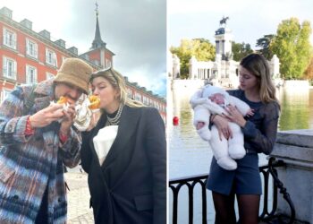 Andrea Zelletta e Natalia Paragoni a Madrid con la piccola Ginevra