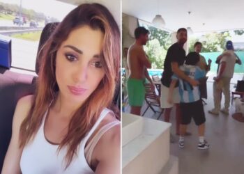 Belen Rodriguez vola in Argentina con i figli: eccola nella sua villa con piscina insieme a tutta la famiglia