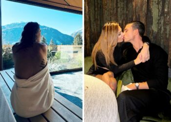 Anna Tatangelo romantica sulla neve con il fidanzato Mattia Narducci