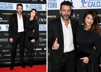 Gigi Buffon e Ilaria D'Amico sul red carpet al Gran Gala del Calcio 2023 da promessi sposi: foto