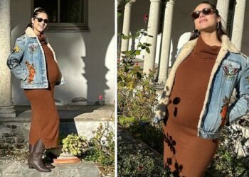 Miriam Leone con il pancione esplosivo nell'ultimo mese di gravidanza