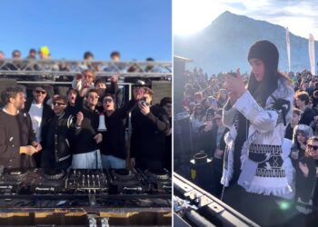 Cecilia Rodriguez e Ignazio Moser scatenati sulla neve a Prato nevoso al Dj set di Andrea Damante