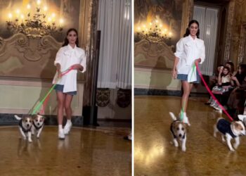 Cecilia Rodriguez sfila insieme ai suoi amati cani alla Fashion Week