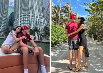 Elisabetta Gregoraci in vacanza a Miami col figlio Nathan Falco