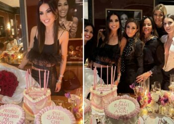 Elisabetta Gregoraci festeggia 44 anni con le amiche e la famiglia al Crazy Pizza di Roma, il locale dell'ex marito