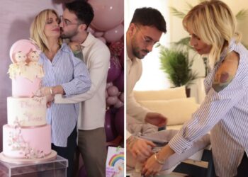 Veronica Peparini e Andreas Muller esplodono di felicità al baby shower per le gemelline Ginevra e Penelope: le immagini