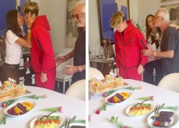 Elisabetta Gregoraci e Flavio Briatore festeggiano insieme i 14 anni del figlio Nathan Falco: le immagini della festicciola a 3 in famiglia