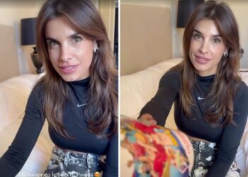 Elisabetta Canalis scherza con le uova di Pasqua e il fidanzato