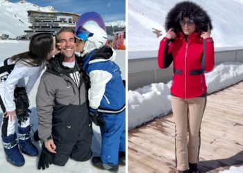 Alessia Mancini e Flavio Montrucchio in montagna con i figli sulle Alpi Francesi