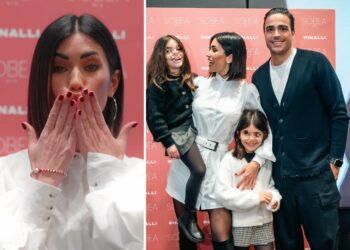 Federica Nargi festeggia il suo brand di cosmetici con la famiglia a Milano