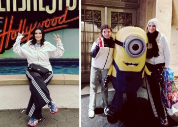 Laura Pausini agli Universal Studios di Hollywood con il marito e la figlia Paola