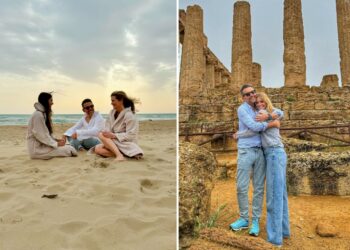 Filippa Lagerback e Daniele Bossari in Sicilia con la figlia Stella