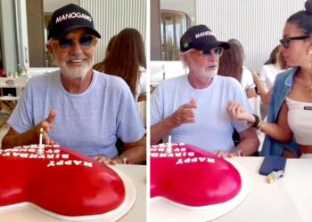 Flavio Briatore festeggia 74 anni insieme ad Elisabetta Gregoraci: mega torta a forma di cuore dopo la rimozione del tumore