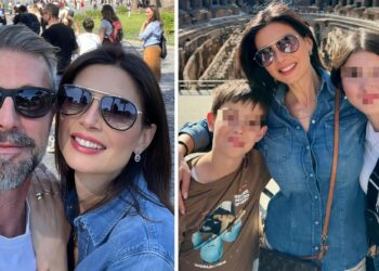 Alessia Mancini e Flavio Montrucchio turisti a Roma con i figli Mia e Orlando
