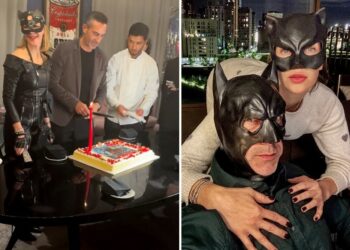 Ludmilla Radchenko festeggia i 50 anni del marito 'iena' Matteo Viviani con un party a tema supereroi: le immagini
