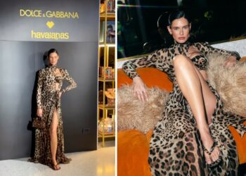 Bianca Balti sfoggia un look total animalier a Milano