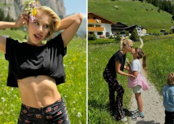 Clizia Incorvaia in montagna coi figli prima delle nozze