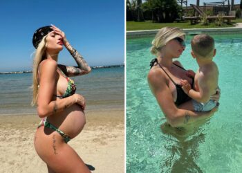 Chiara Nasti al mare con il pancione in attesa della sua bimba